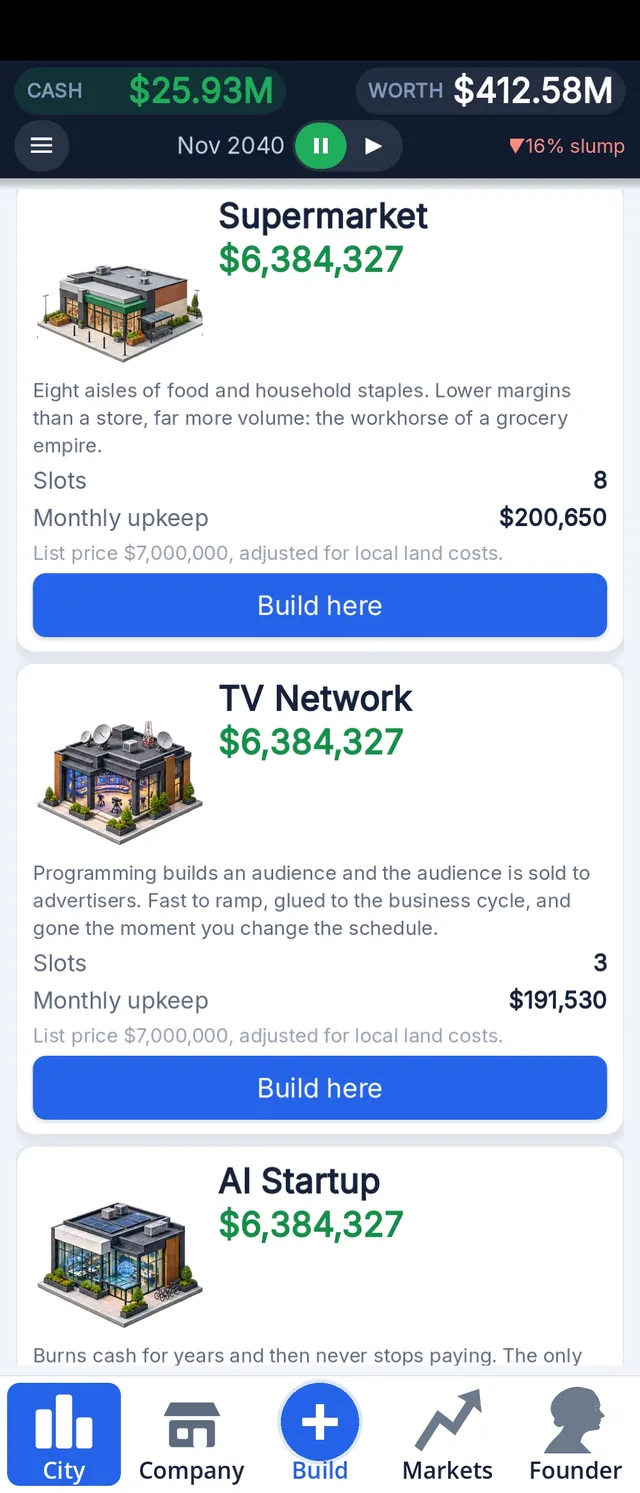 Build and upgrade businesses