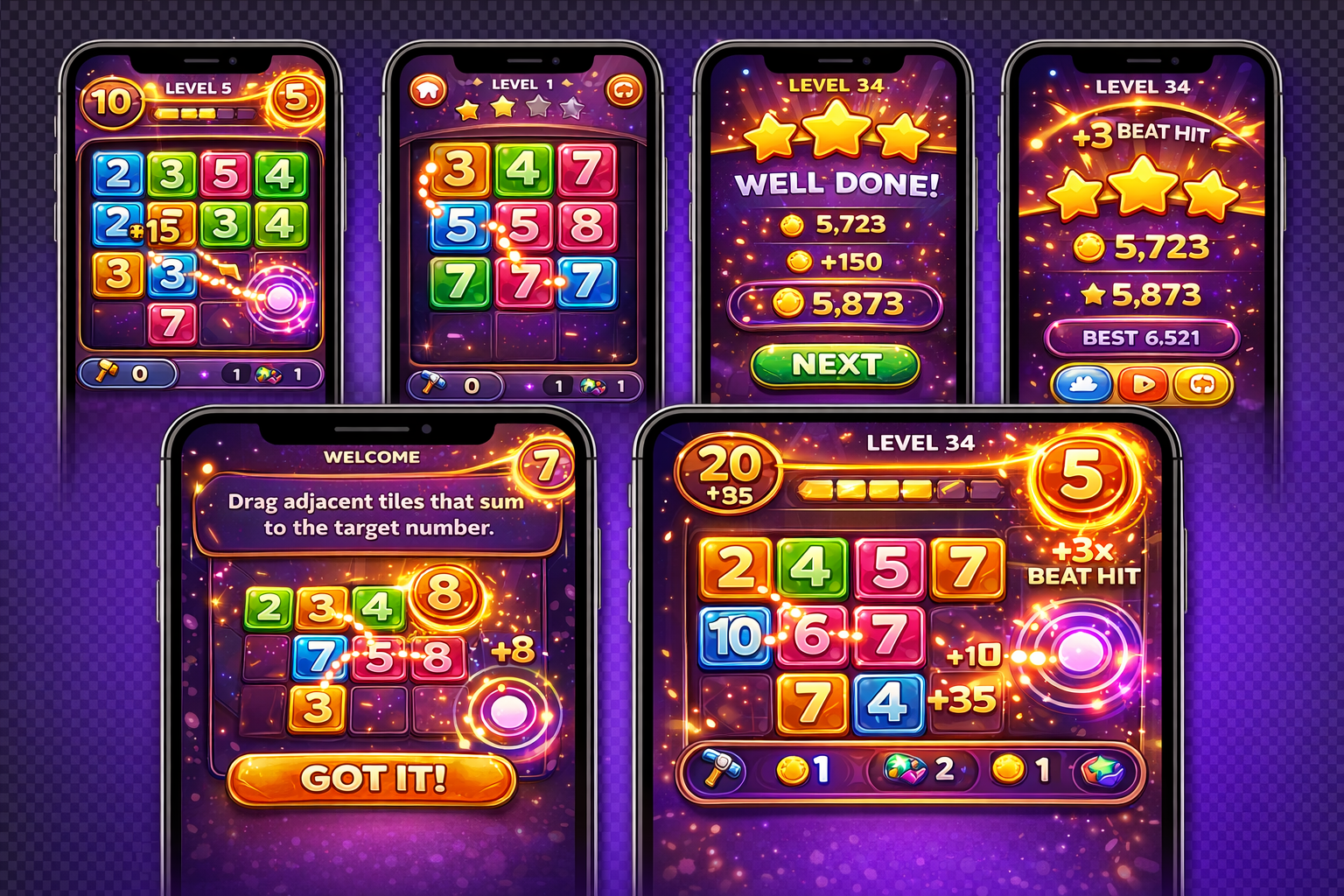 SumMatch — Gameplay Screens