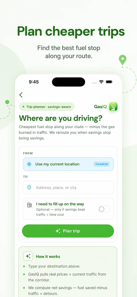 Plan the cheapest fuel stops along your route